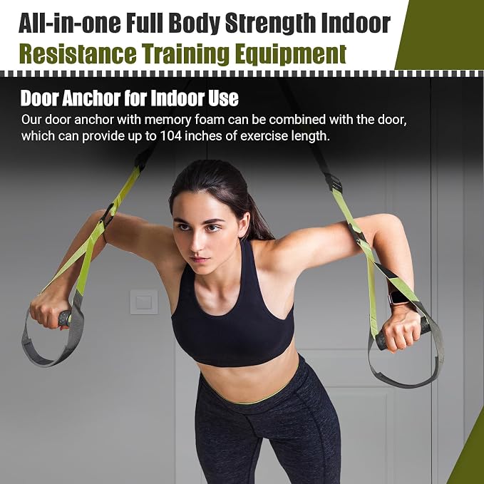 Home Resistance Training Kit, Resistance Trainer Exercise Straps with Handles, Door Anchor and Carrying Bag for Home Gym, Bodyweight Resistance Workout Straps for Indoor & Outdoor