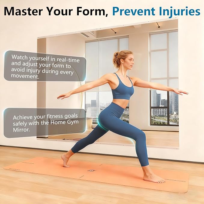 LOVMOR Home Gym Mirror 60"x36" 1 Pack, Wall Mounted Frameless Home Decor Mirror, Full Length for Yoga Dancing Room Living Room Bathroom