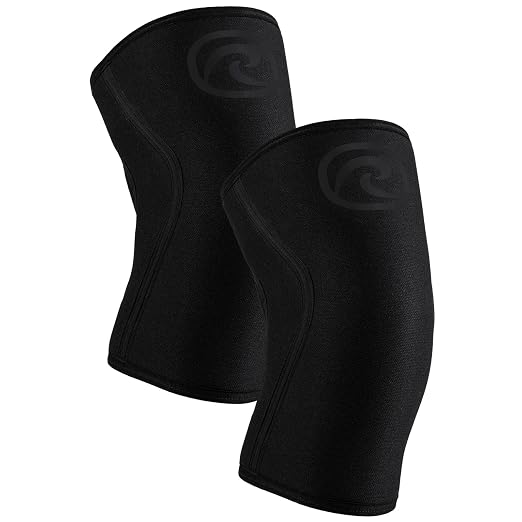 Rehband 7mm Power Max Knee Compression Sleeve for Strength Sports, Competition Grade, Neoprene Knee Sleeves for Bodybuilding & Heavy Powerlifting, Colour:Carbon/Black - 1 Pair, Size:Large