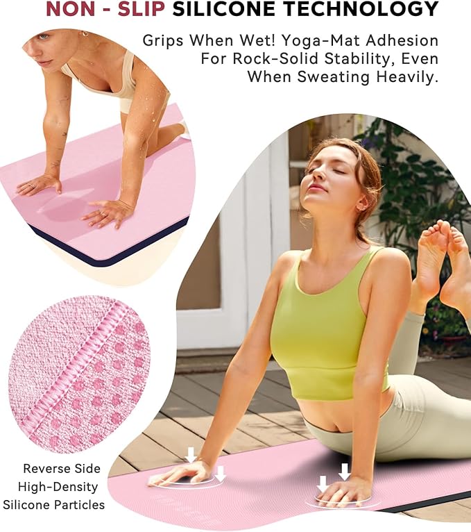 HAPBEAR 2 Pack Non Slip Yoga Mat Towel with Grip Dots, 72" x 24" Hot Yoga Towel - Super Absorbent Microfiber Yoga Towel for Hot Yoga, Bikram, Pilates and Gym Workout - Pink