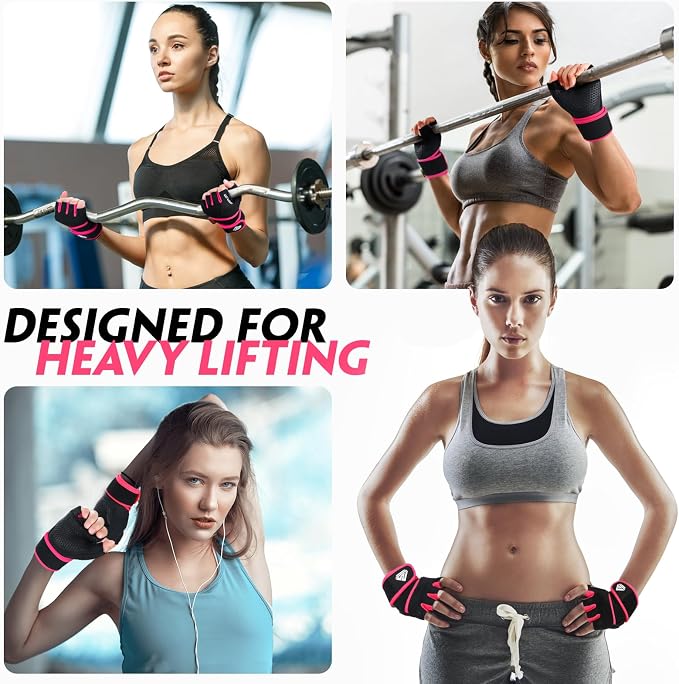 Workout Gloves Gym Gloves Weight Lifting Gloves for Men Women with Full Palm Pad,Strong Wrist Wraps Support,Enhanced Grip,for Fitness,Training,Weightlifting,Exercise