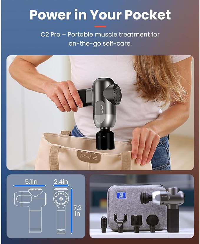 BOB AND BRAD C2 Pro Massage Gun with Heat and Cold Therapy, FSA Eligible & HSA Approved, PT-Developed Deep Tissue Back Massager for Athletes, Men & Women — Birthday & Holiday Gifts