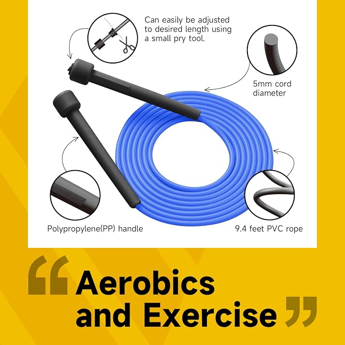 10 Pack Adjustable Jump Rope for Fitness and Exercise - PVC Skipping Rope for Men, Women and Teens - Tangle-Free for Keeping Fit, Training, Workout