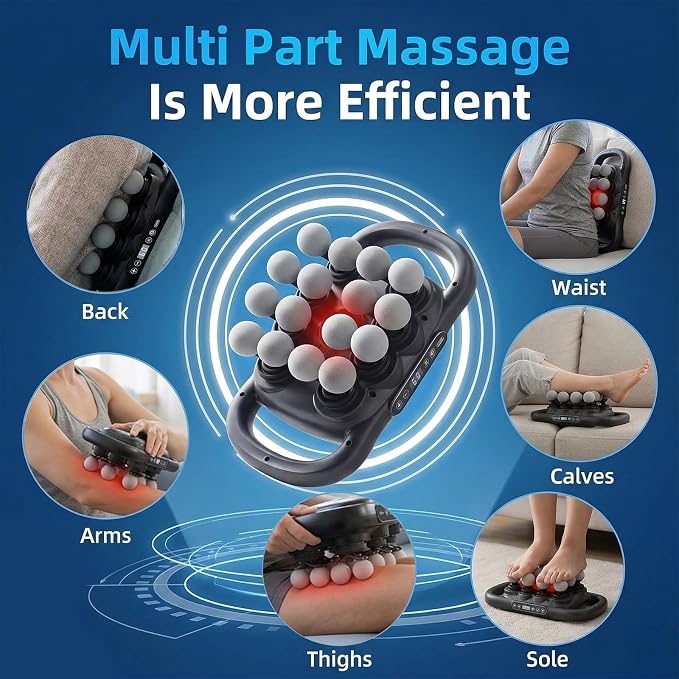 16-Head Massage Gun Deep Tissue for Pain Relief Gym Home Use | 9 Speeds & 9 Models Electric Percussion Muscle Massager Relaxation for Back, Neck, Shoulders, Legs, Feet