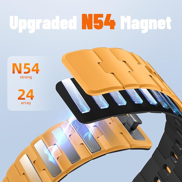 Bandletic Magnetic Silicone Watchband Compatible with All Apple Watch | Strong Magnet Sport Strap for iWatch Ultra 49mm Series 11-1 SE 46mm 45mm 44mm 42mm 41mm 40mm 38mm, Ideal for Men Women