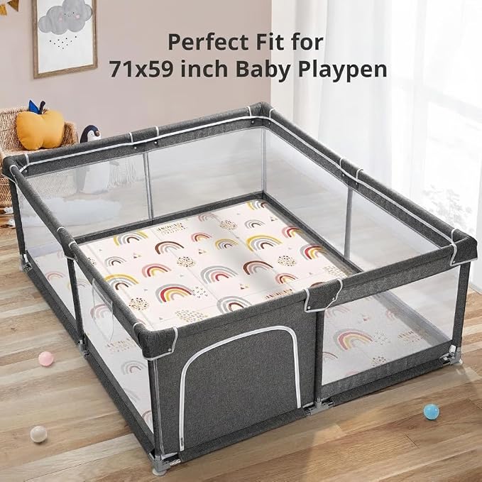 Piglog Baby Play Mat,Foldable 70 x 59 Play Mat,XPE Foam Baby Floor Play Mat | Perfect for Use Playpen, Soft Non-Slip Baby PlayMats for Floor and Tummy Time, Play Mat for Babies 0-12 Months
