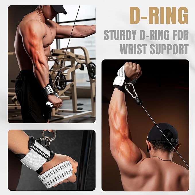 M MANUEKLEAR Wrist Straps for Weightlifting, Gym Lifting Straps with D Rings for Cable Machine,Weight Lifting Wrist Wraps for Men Women