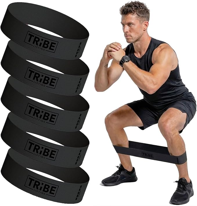 Fabric Resistance Bands for Working Out, 5-Band Set for Legs and Glutes | Booty bands for women and men, 5 resistance levels, for glute activation, hip training, squats, lunges and physical therapy