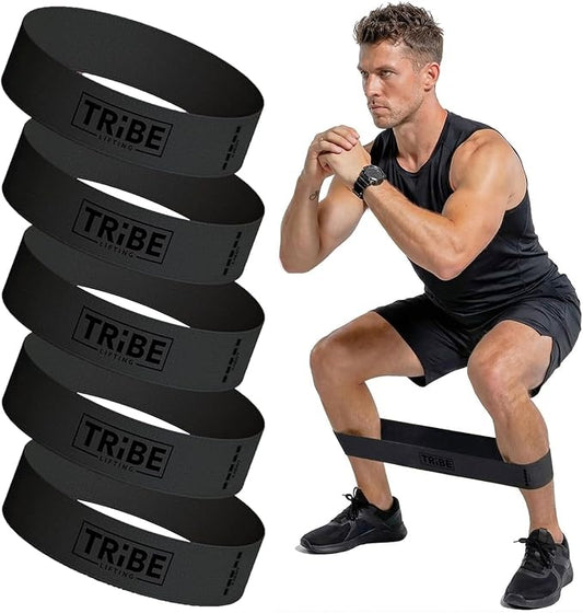 Fabric Resistance Bands for Working Out, 5-Band Set for Legs and Glutes | Booty bands for women and men, 5 resistance levels, for glute activation, hip training, squats, lunges and physical therapy