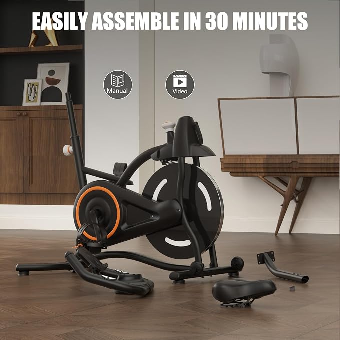 Cyclerade Exercise Bike, Low Noise Indoor Stationary Cycling Bike with APP Sports Data Link Adjustable Resistance With Flat Stand