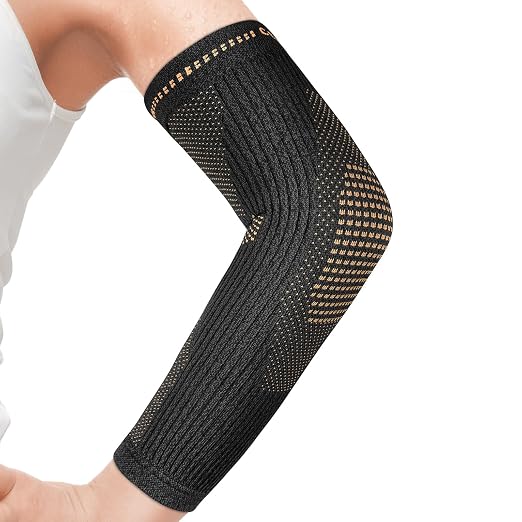 Copper Elbow Compression Sleeve, Extends to Forearm, Snug Fit, Small | Copper Infused, Extended Coverage, Tennis Elbow Brace, Weightlifting, Tendonitis, Golfers Elbow Pain Relief