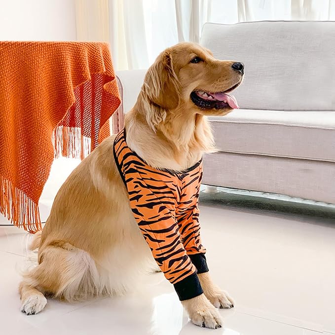 HDKUW Dog Elbow Protector for Calluses, Dog Joint Recovery Sleeve for Prevent Licking Wound, Elbow Sleeves with Mesh Pad for Medium Large Dogs Tiger 3XL