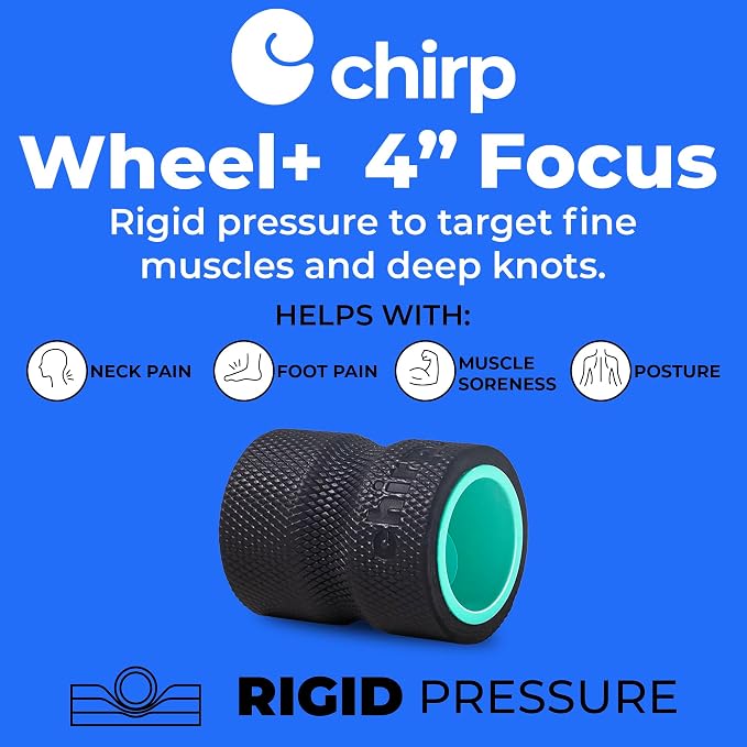 Chirp Wheel+ Foam Roller, Back & Neck Pain Relief, Mint 4-Inch | Focus Neck and Back Roller, Foam Roller for Tension Headaches, Trigger Point and Pressure Point Massage, 4 Inch
