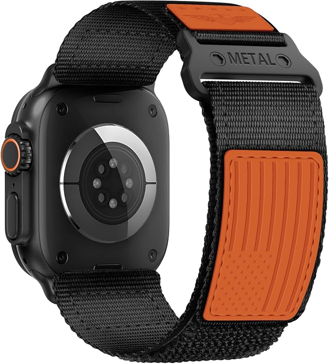 Rugged Nylon for Apple Watch Ultra 2/ Ultra 3 Band Series 11/10/9/8/7/6/5/4/3/SE iWatch Bands Men,Soft Woven Stars-Stripes Flag Wristbands Strap for Apple Watch Ultra 3/2/1 49mm 46mm 45mm 44mm 42mm