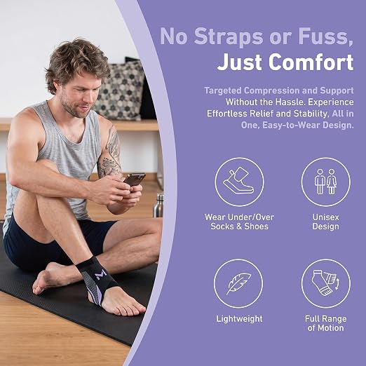 Ankle Brace for Men & Women, Purple, 1 Pc | Breathable Compression, Plantar Fasciitis Relief, Adjustable, Sprain Recovery & Sports Protection