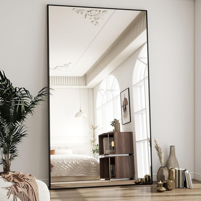 BEAUTYPEAK 76"x34" Rectangle Full Body Floor Mirrors, Full Length Mirror | Hanging or Leaning, Aluminum Alloy Frame Wall Mirror for Bedroom, Dressing Room, Black