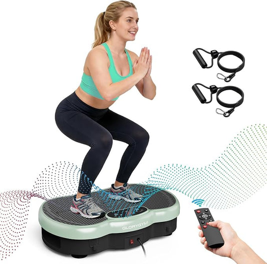 Vibration Plate Exercise Machine for Body Shaker Machine & Weight Loss, Shake Plate with Resistance Bands, 120 Speed Levels, Remote Control, Full Body Workout, Compact Home Gym Equipment