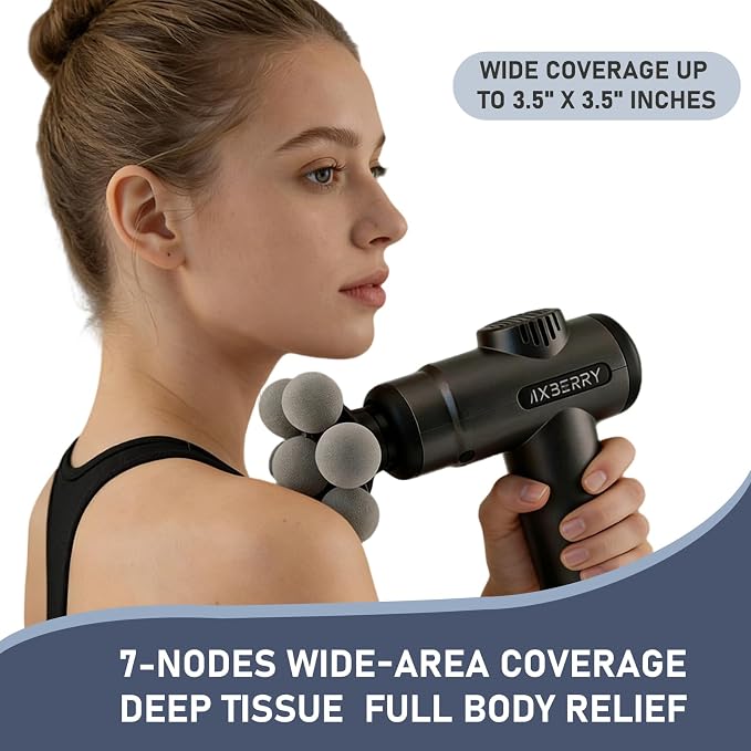AxBerry Massage Gun Deep Tissue, Body Massager, Percussion Massage Gun, Handheld Massage Gun for Back Shoulder Muscle Pain Relief, Portable Quiet Professional Muscle Gun Mini Massager