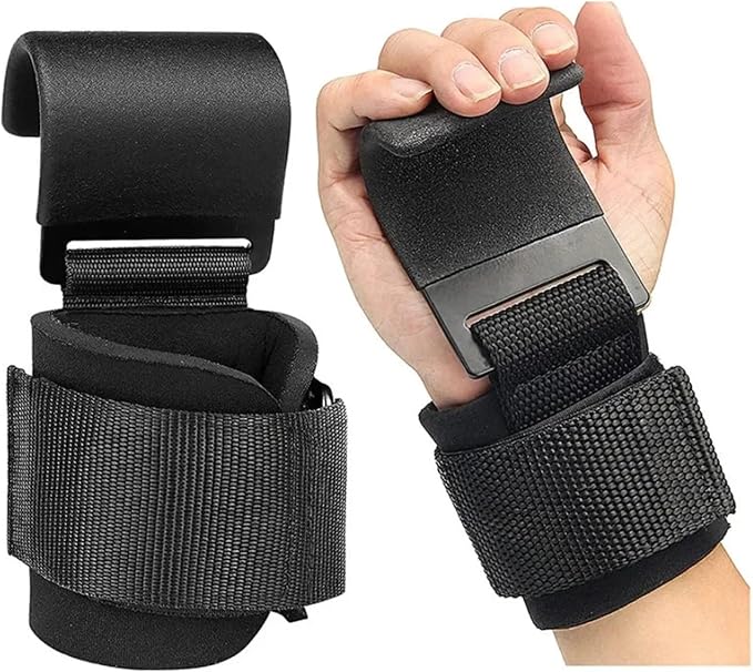 Weight Lifting Hook Grips with Wrist Wraps Hand-Bar Strap Gym Fitness Pull-Ups Power Gloves