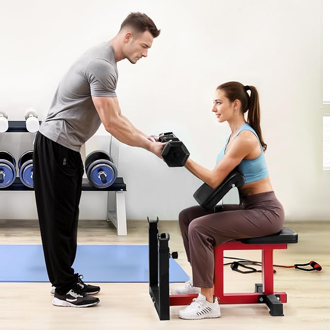 VEVOR Weight Bench with Leg Extension, Strength Training Benches, Max Load 440 LBS Home Gym Bench Fitness Equipment, Seated Arm Isolated Barbell Dumbbell Bicep Station, Workout Bench for Home Gym
