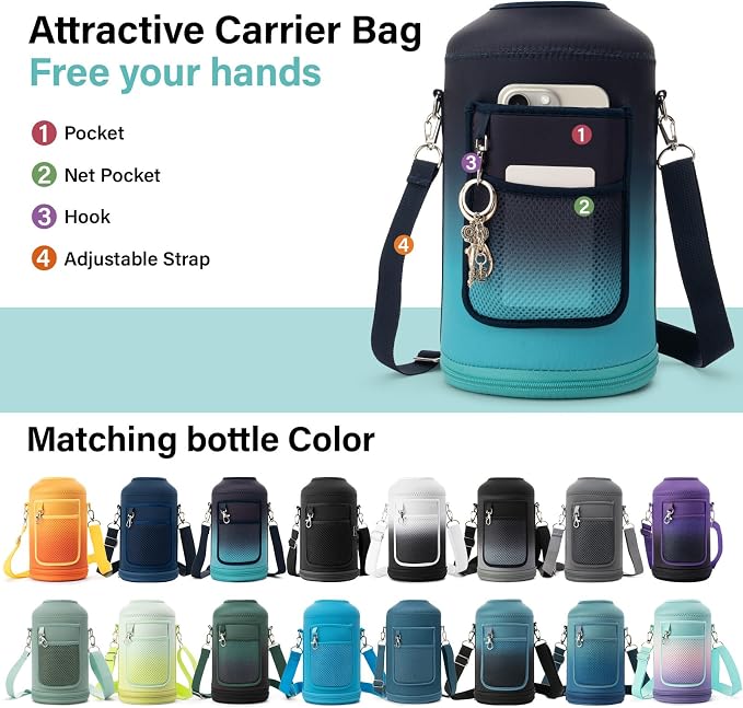 DYSANKY Gallon Insulated Water Bottle with Portable Carrier Bag for Outdoor