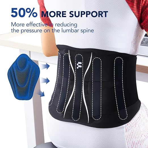 0.5mm Ultra Thin Back Brace for All Day Comfort, Wear under Clothes | Invisible Back Support, Seamless Design, Removable Lumbar Pad, Adjustable Compression, Lower Back Pain Relief, Black, Size L