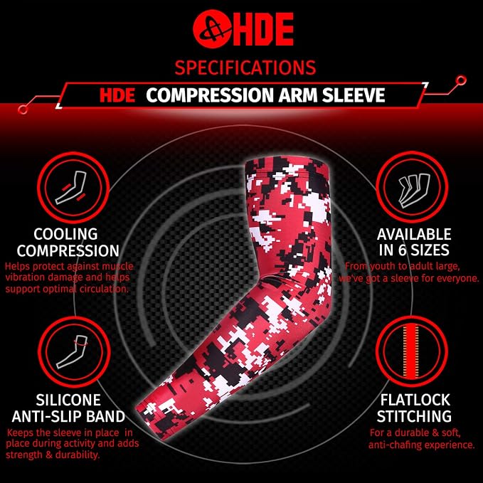HDE Arm Compression Sleeves for Kids Basketball Shooting Sleeve Youth Sports Cooling Sun Protection Football Baseball 1 Pair