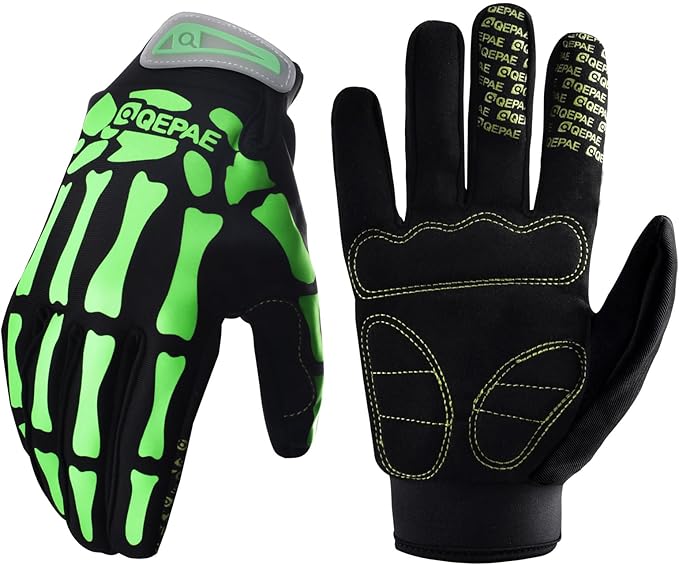 Skeleton Gloves Adjustable Lightweight Racing Skull Sports Work Bone Gloves Anti-Slip Breathable for Men & Women Motorcycle, Cycling, Biking, Workout