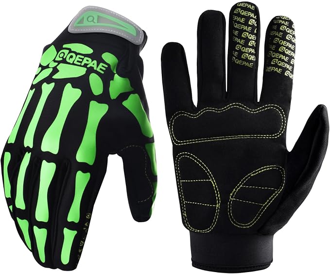 Skeleton Gloves Adjustable Lightweight Racing Skull Sports Work Bone Gloves Anti-Slip Breathable for Men & Women Motorcycle, Cycling, Biking, Workout