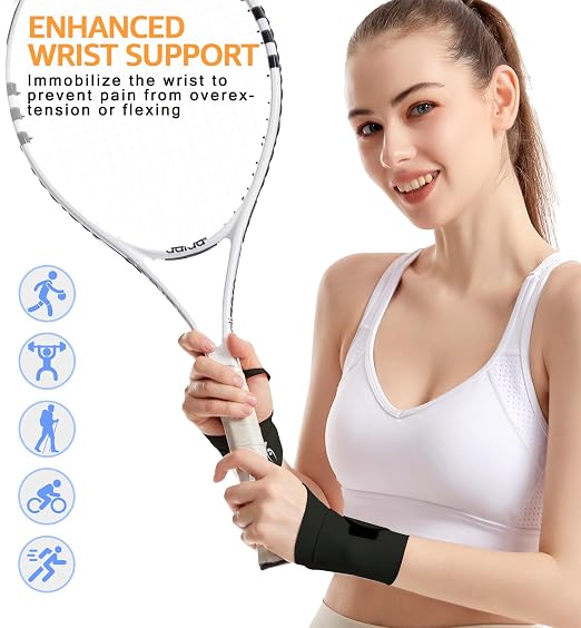 Ultra-Thin Elastic Wrist Brace Wrist Wraps, Compression Wrist Straps Support for Carpal Tunnel Arthritis Tendonitis Sprains Pain Relief Workout, Soft & Comfortable (Black (Pack of 1))