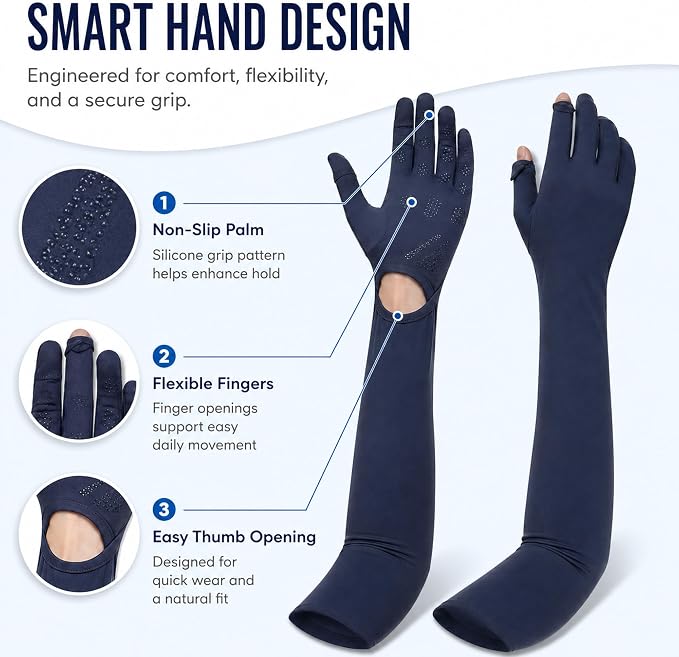 Women Driving Gloves, UV Protection Sun Gloves, Touchscreen Full Finger | UPF 50+ fabric blocks 99% UV rays, protecting hands during driving, cycling, fishing, hiking and outdoor activities