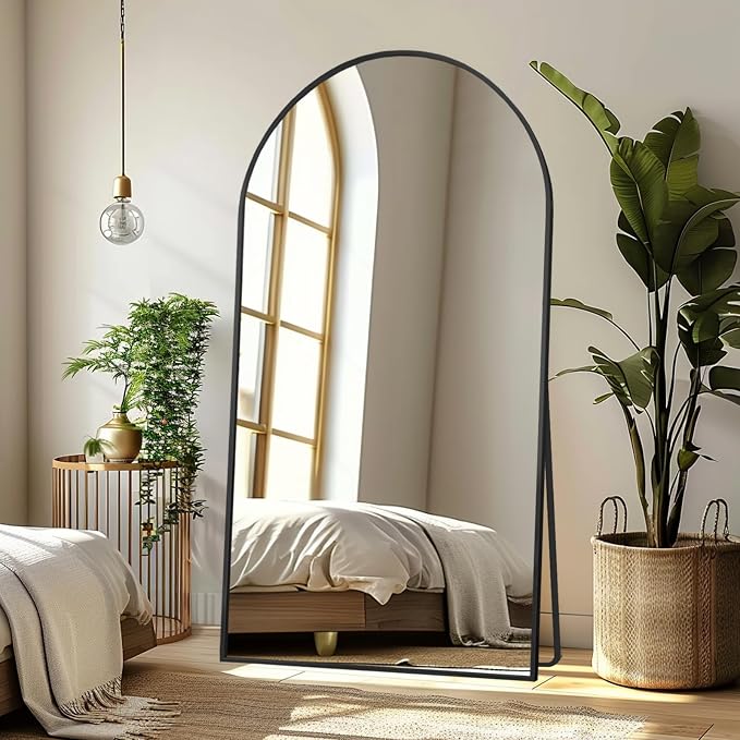 LFT HUIMEI2Y 76"x34" Arch Full Length Mirror, Black Floor Mirror | Tempered Oversized Mirror Full Body with Aluminum Alloy Frame; Standing, Leaning, or Wall Mount for Bedroom, Living Room