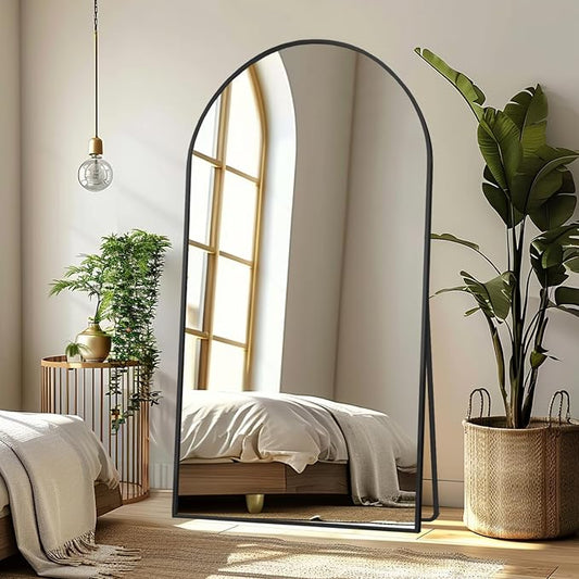 LFT HUIMEI2Y 76"x34" Arch Full Length Mirror, Black Floor Mirror | Tempered Oversized Mirror Full Body with Aluminum Alloy Frame; Standing, Leaning, or Wall Mount for Bedroom, Living Room