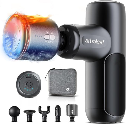 arboleaf Mini ThermaCool Massage Gun, Hot & Cold Percussion Muscle Relief | hot and cold percussion, back muscle relief, quiet handheld, travel size, Gifts for Him and Her