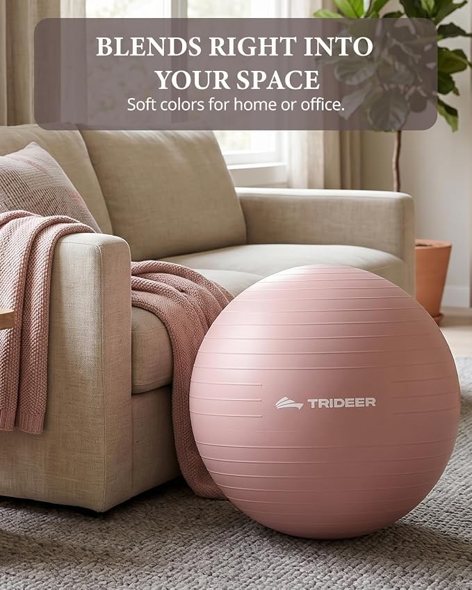 Trideer Exercise Ball, Stability Yoga Ball for Physical Therapy, Active Sitting, Pregnancy & Birth Labor Prep, Core Strength, Balance Training, Posture Improvement and Daily Stretching, 55/65/75cm