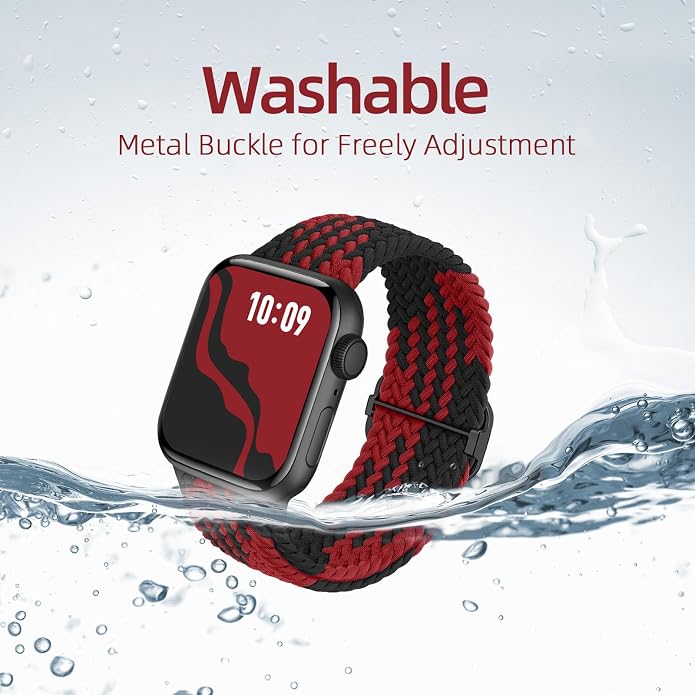 4 Pack Braided Stretchy Bands Compatible with Apple Watch 40mm 41mm 38mm 42mm 44mm 45mm 46mm 49mm Women Men, Breathable Nylon Elastic Daily Use Straps for iWatch Series 11/10 9 8 7 6 5 4 3 SE/Ultra 2