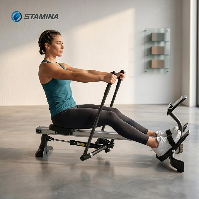 Stamina Hydraulic Rowing Machine, BodyTrac Glider with Cylinder Resistance, 250 Lbs - Home and Gym Exercise Equipment - Ideal for Fitness Training and Body Workout