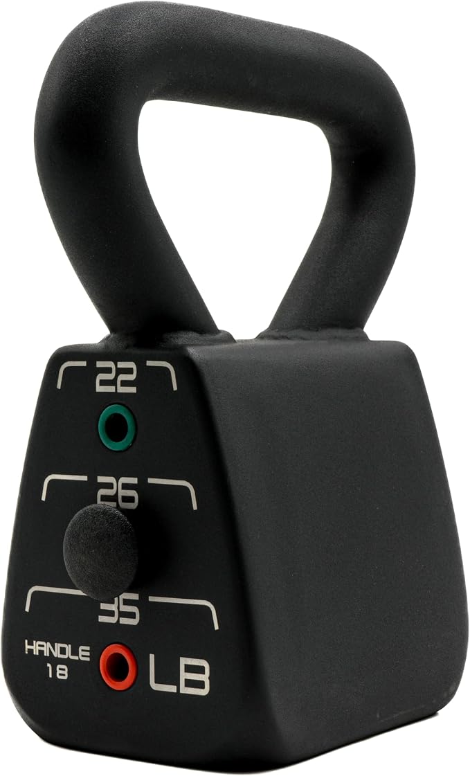 PowerBlock Pro Adjustable Light Kettlebell, 18-35 lb. Weight Set | One black kettlebell replaces multiple weights with a durable steel build