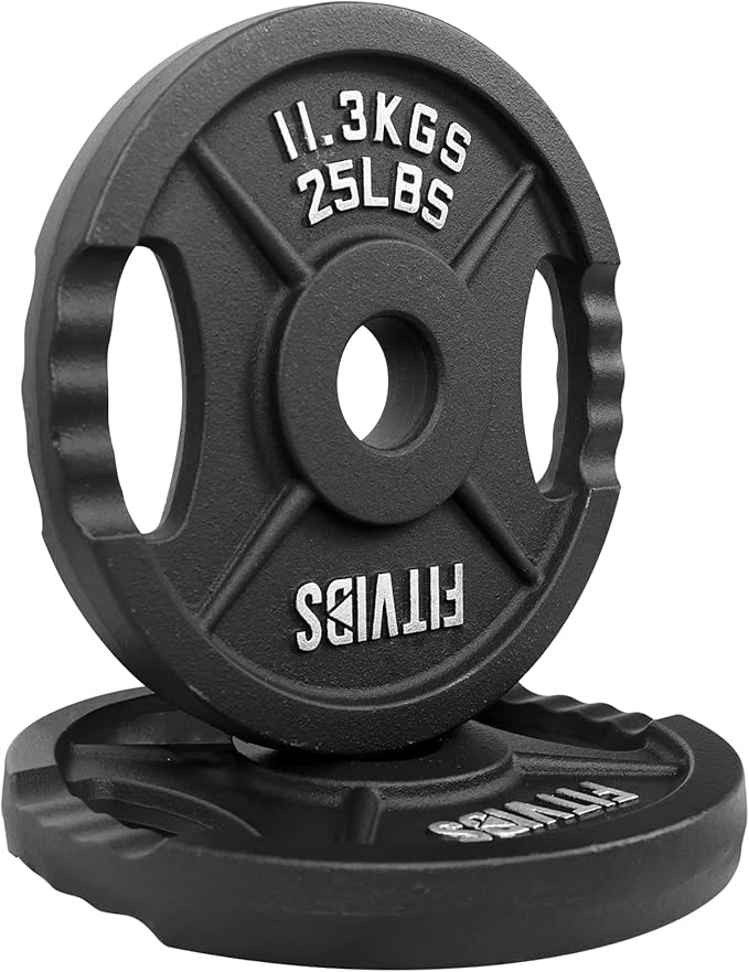 Olympic 2-Inch Cast Iron Plate Weight Plate for Strength Training and Weightlifting, Two Hole Style, 25LB Pair