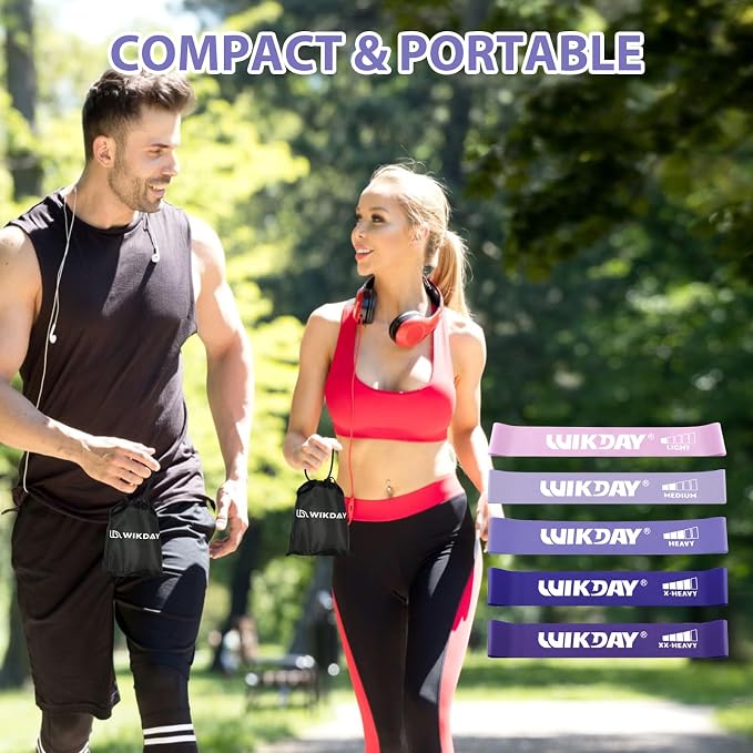 WIKDAY Resistance Bands for Working Out Exercise Loop Bands Workout Bands Set for Men Women Body Stretching, Crossfit Training, Home Workout, Physical Therapy, Booty Legs, Set of 5