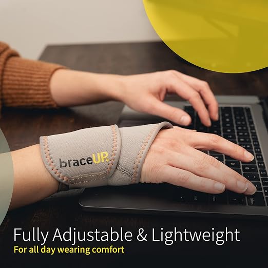 BraceUP Adjustable 2 Wrist Wraps for Men and Women - Workouts Wrist Band, Carpal Tunnel Compression Wrist Brace, Tendonitis Wrist Splint, One Size Adjustable (pack of 2)