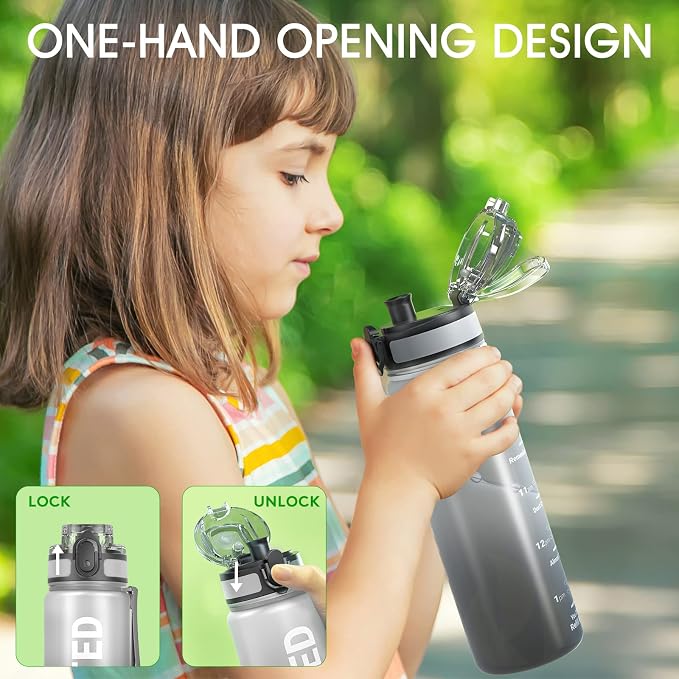 Sahara Sailor Water Bottle 17oz, Tritan Sports Bottle with Time Marker | Bpa Free, Leakproof Wide Mouth With Fast Flow Lid And Cleaning Brush, For Gym School Office Travel, 1 Count