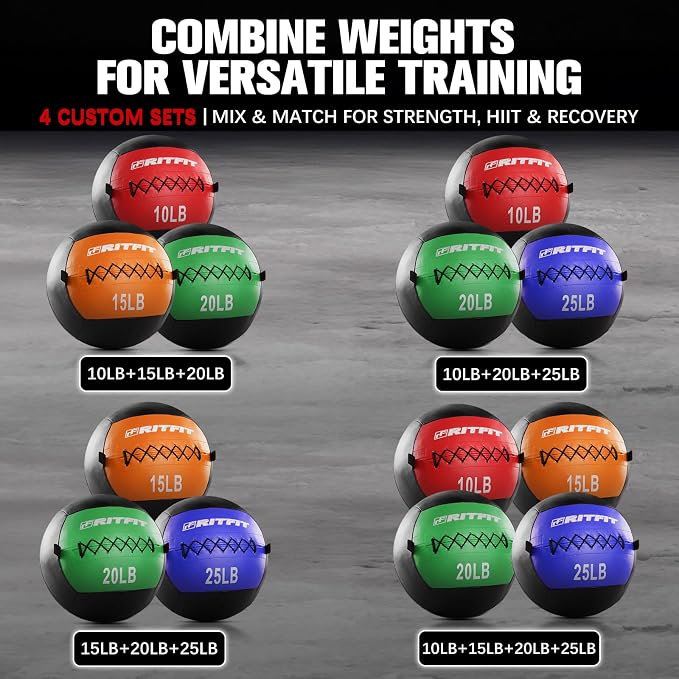 RitFit Soft Medicine Ball for Strength and Conditioning Workouts | Wall Ball Soft Shell for Strength & Conditioning, Cross Training