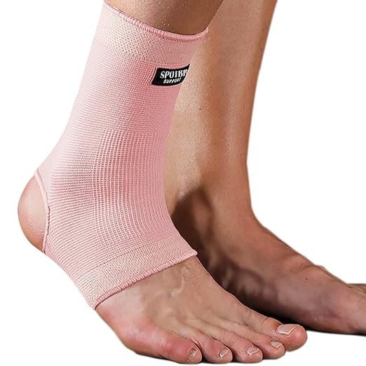 SPOTBRACE Ankle Brace Compression Sleeve, Ankle Support For Women Men 2Pack | Elastic, Open Heel, Pink, Breathable, Thin, Soft, Foot Compression Sock Wrap for Swelling, Plantar Fasciitis, Sprain, Size S
