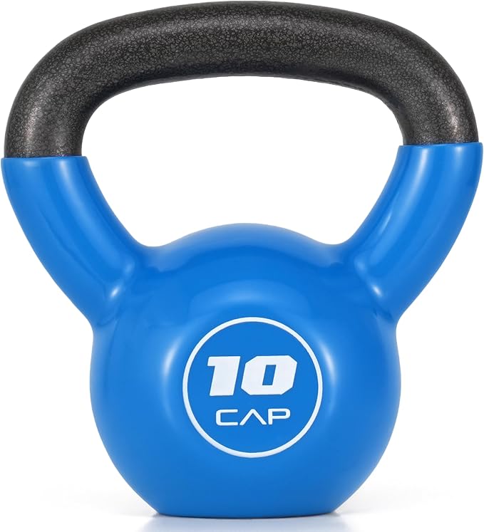 CAP Vinyl Coated Cast Iron Kettlebell, 10-50 LB Home Gym Weight