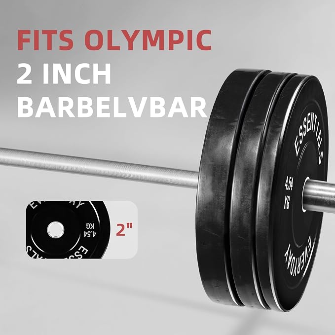 Fitvids 2-Inch Olympic Bumper Plates, Perfect Weight Plates for Weightlifting and Strength Training, Multiple Weights Available