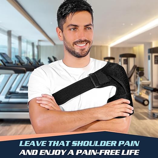 Shoulder Brace for Men and Women, Adjustable Shoulder Support Compression Sleeve for Torn Rotator Cuff Relief and Stability, Fits Right or Left,Arm Sling Shoulder for Daily Use and Recovery (1, Black)