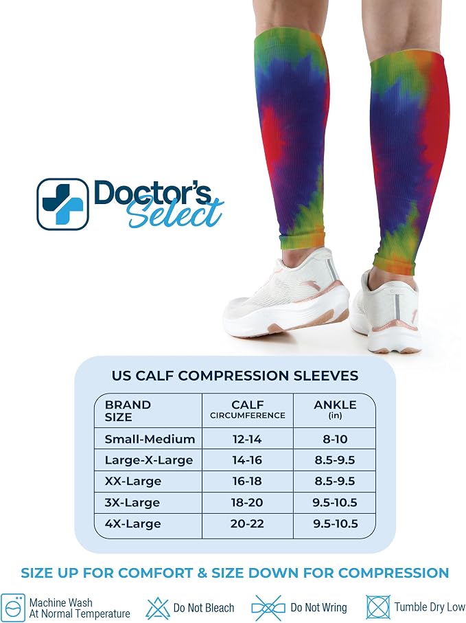 Doctor's Select 2 Pairs Copper Calf Compression Sleeve - Leg Compression Sleeves for Women & Men, Shin Splint Relief