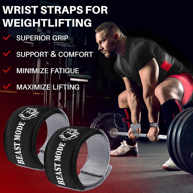 TECEUM Neoprene Padded Cotton Lifting Straps for Weightlifting, 1 Pair