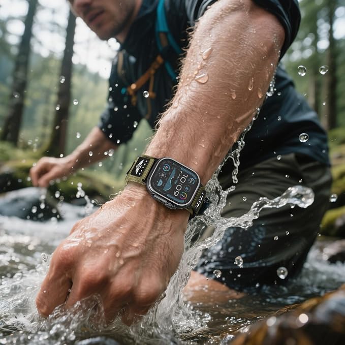 Rugged Nylon for Apple Watch Band for Men Series 11/10/9/8/7/6/SE/5/4/3/2/1 iWatch Bands Man,Soft Woven Adjustable Stars-Stripes Flag Wristbands Strap for Apple Watch SE 3/2/1 42mm 41mm 40mm 38mm